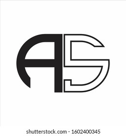 AS Letter logo monogram with oval shape negative space design template white background