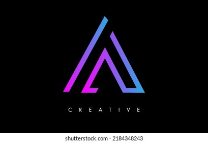 A Letter Logo Monogram with Purple Violet Lines and Minimalist Design Vector. Creative Modern Letter A Icon Sign Illustration.