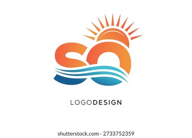 SO Letter Logo Monogram Sun Wave Design de marca moderno