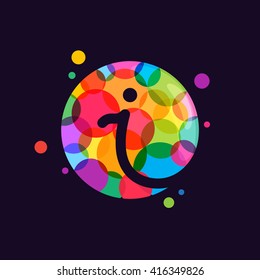 I letter logo with mosaic pattern. Abstract multicolored vector design template elements for your application or corporate identity.