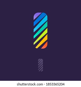 Letter I logo with multicolor diagonal lines. Fast speed vector template for your sport team identity, dynamic packaging, technology posters, taxi design, and etc. 
