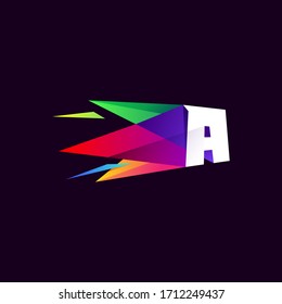 Logo de la letra A en un estilo multicolor bajo. Icono perfecto para empresa digital, identidad de claraboyas, publicidad espacial, etc.
