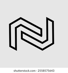 letter logo. n, 2 or u. for brands, industries. line design style. vector design template
