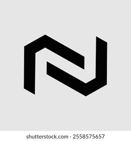 letter logo. n, 2 or u. for brands, industries. Solid design style. vector design template