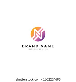 letter logo N color gradient full color vector template