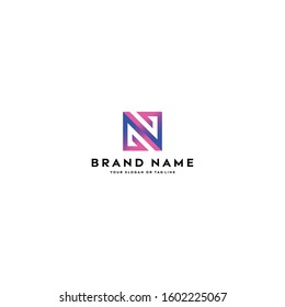 letter logo N color gradient full color vector template