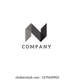 Letter Logo N gray gradation vector template
