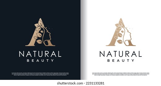 letter a logo with natural beauty concept premium vector