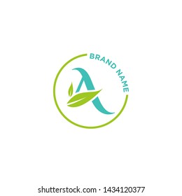 Letter logo nature design or initials alphabet with circle shape. Simple minimalist style
