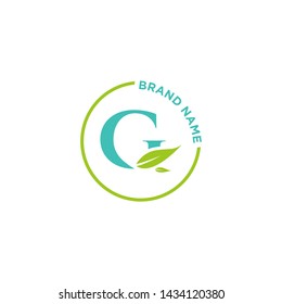 Letter logo nature design or initials alphabet with circle shape. Simple minimalist style