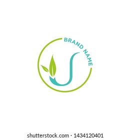 Letter logo nature design or initials alphabet with circle shape. Simple minimalist style