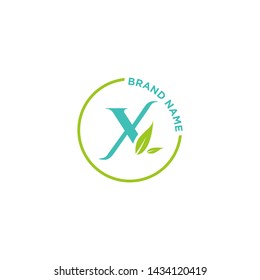Letter logo nature design or initials alphabet with circle shape. Simple minimalist style