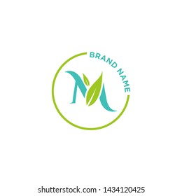 Letter logo nature design or initials alphabet with circle shape. Simple minimalist style