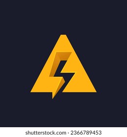 A letter logo with negative space lightning. Flash vector monogram. Electric bolt icon. Perfect type for energy labels, superhero t-shirt print, rock music posters, delivery art, electromobile adv.
