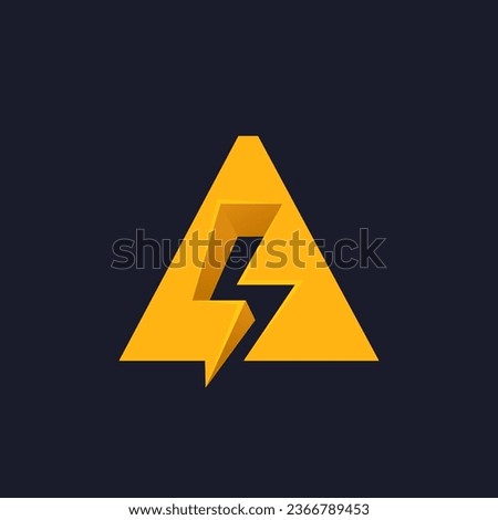 A letter logo with negative space lightning. Flash vector monogram. Electric bolt icon. Perfect type for energy labels, superhero t-shirt print, rock music posters, delivery art, electromobile adv.