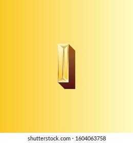 I letter logo with nice gold background.I letter icon.