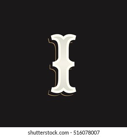 I letter logo with old serif on the dark background. Vintage vector typeface for labels, headlines, posters, cards etc.