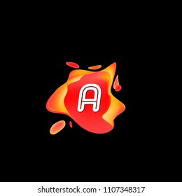 Letter A Logo on the colorful background. A Letter Design Vector with colorful splat and liquid background.