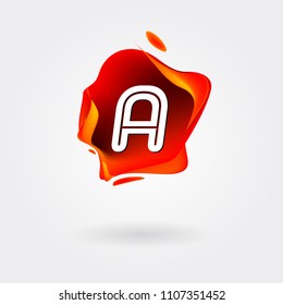 Letter A Logo on the colorful background. A Letter Design Vector with colorful splat and liquid background.