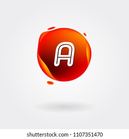 Letter A Logo on the colorful background. A Letter Design Vector with colorful splat and liquid background.