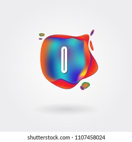 Letter i Logo on the colorful background. A Letter Alphabet Design with colorful splat and liquid background.