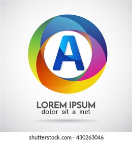 Letter A logo on colorful banner design