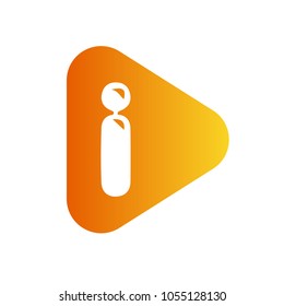 I Letter Logo. Orange Triangle. Design Vector Illustration.