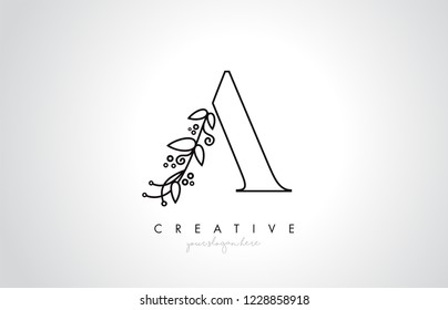 A Letter Logo With Organic Monogram Plant Leafs Detail and Circle Design. Creative Letter Icon Logo.