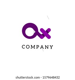 Letter Logo OX vector template in purple