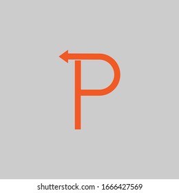 the letter logo P  with a backward arrow element that indicates the direction of backward. modern templates. for company and graphic design. vector illustrasi