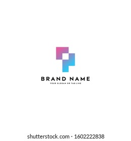 letter logo P full color gradient vector template