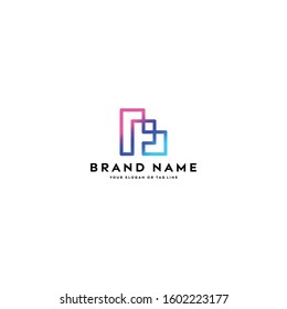 letter logo P full color gradient vector template