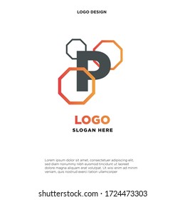 the letter logo P. with the shape of a hexagon.template modern.isolated white. business logos, for companies and graphic design. illustration vector
