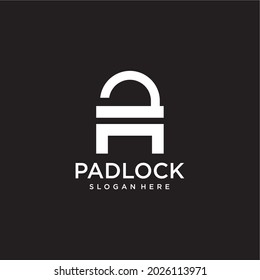 letter A logo and padlock. geometric vector combination of letter A and padlock