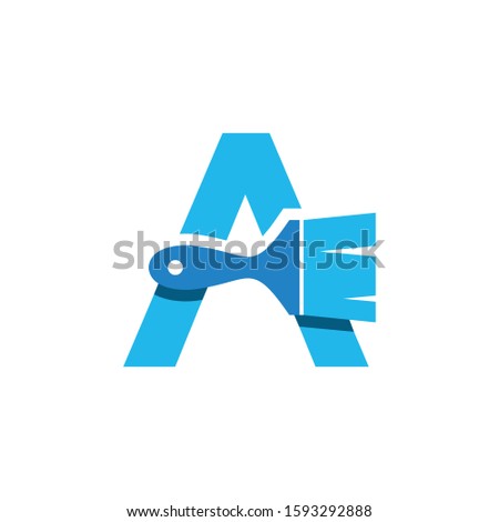 Letter A Logo With Paint Brush Design. Home Building Decoration Icon Graphic. Digital Painting Proffesional Vector.