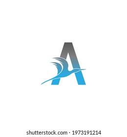 Letter A logo with pelican bird icon design vector