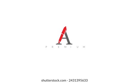 Un logotipo de carta con diseño de ilustración vectorial de plantilla de pluma