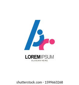 letter a logo with peoples template