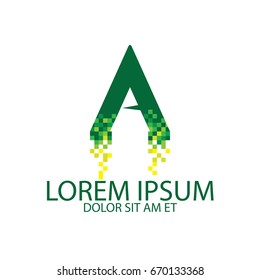 letter A logo, pixel logo template, technology vector, icon and pixel