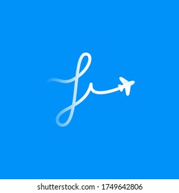 Letter I logo with plane and airline. Vector typeface for travel labels, tourism headlines, journey posters, aviation cards etc.