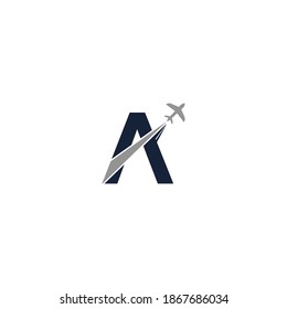 Letter A logo with plane icon design