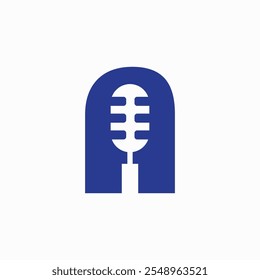 Letter A logo with podcast mic icon