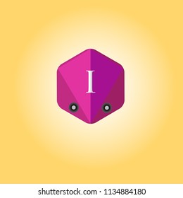 Letter I logo with polygon background