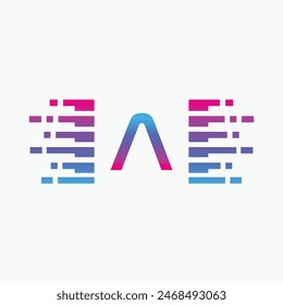 letter A Logo with Pulse music player element. Logo template electronic music, equalizer, dj, nightclub, disco. Audio wave logo concept, Multimedia