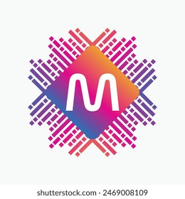 letter A Logo with Pulse music player element. Logo template electronic music, equalizer, dj, nightclub, disco. Audio wave logo concept, Multimedia