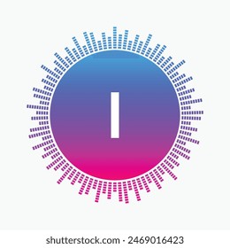 Letter I Logo mit Pulse Musik Player Element. Logo Vorlage elektronische Musik, Equalizer, DJ, Nachtclub, Disco. Audiowellen-Logo-Konzept, Multimedia
