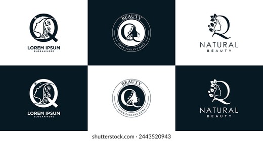 letter logo Q design collection with nature beauty concept premium vector