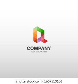 logotipo de letra Q. con arte triangular. plantilla moderna. textura colorida. blanco aislado. logotipos comerciales para empresas, diseño digital y gráfico.

