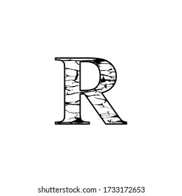 the letter logo R, with lightning motif, crack effect, unique letter