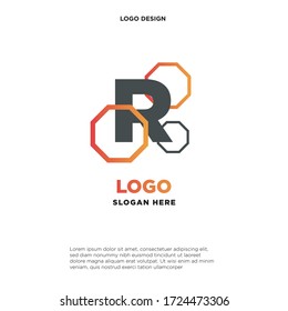 the letter logo R. with the shape of a hexagon.template modern.isolated white. business logos, for companies and graphic design. illustration vector